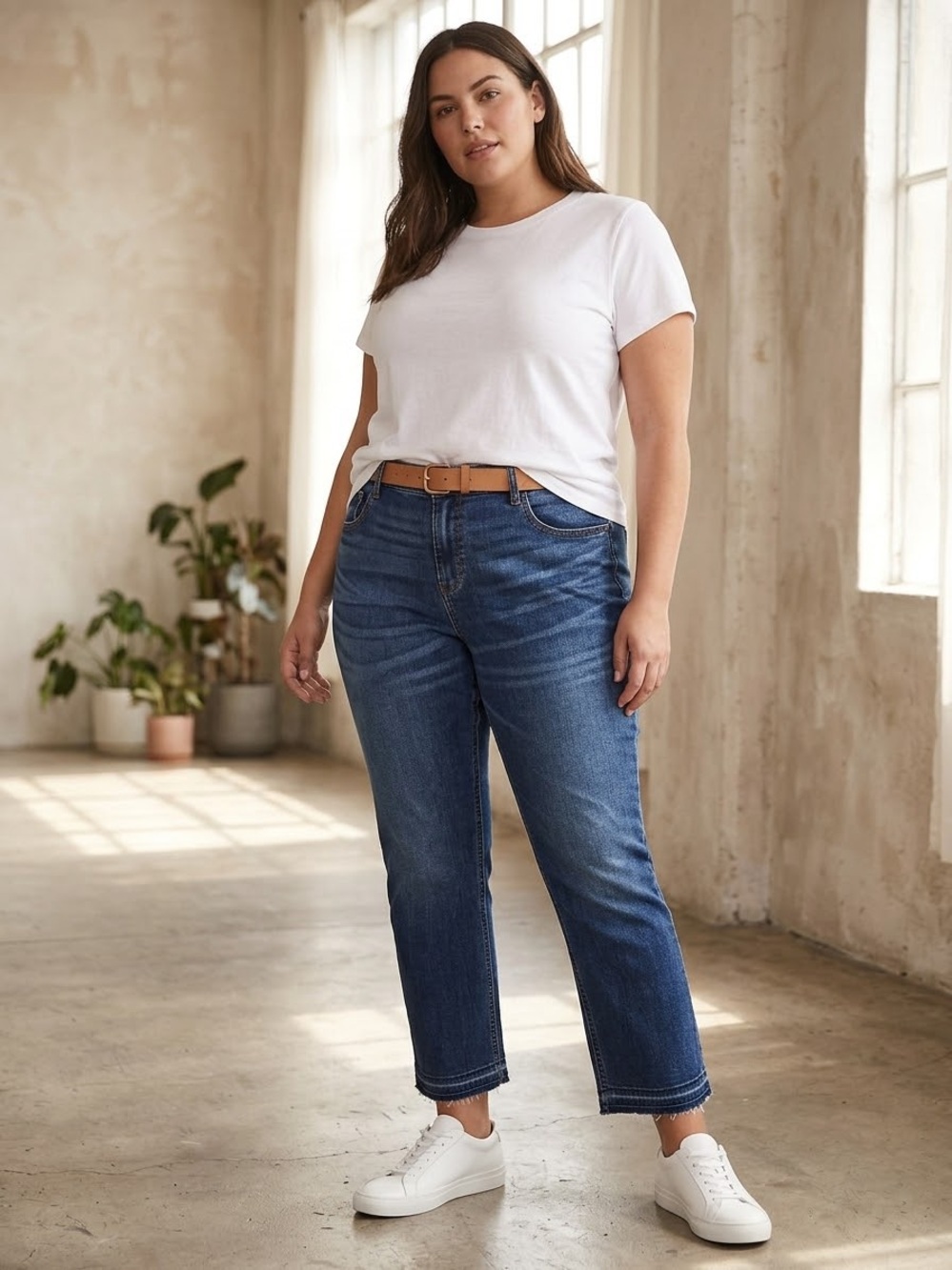 GAP Women's Raw Hem Cropped Straight Jeans